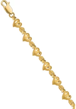 Wholesale 🌟 14K Yellow Gold Satin Diamond Cut Heart with Arrow 7 Inch Bracelet by Belk & Co. 😀
