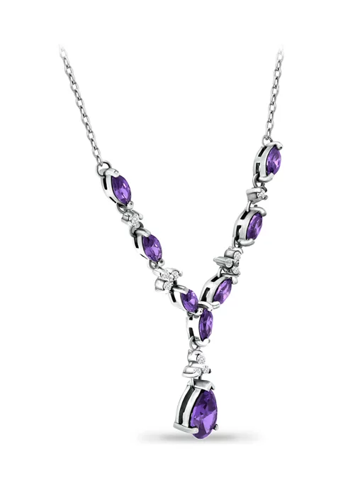 New ๐ฏ 2.37 ct. t.w. African Amethyst and White Topaz 'Y' Necklace, Sterling Silver by Belk & Co. ๐ 3 New ๐ฏ 2.37 ct. t.w. African Amethyst and White Topaz 'Y' Necklace, Sterling Silver by Belk & Co. ๐ - Image 3