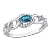 Discount 🔔 1/3 ct. t.g.w. London Blue Topaz and 1/8 ct. t.w. Diamond Link Ring in 10K White Gold by Belk & Co. 👏