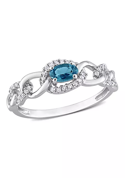 Discount ๐ 1/3 ct. t.g.w. London Blue Topaz and 1/8 ct. t.w. Diamond Link Ring in 10K White Gold by Belk & Co. ๐ 1 Discount ๐ 1/3 ct. t.g.w. London Blue Topaz and 1/8 ct. t.w. Diamond Link Ring in 10K White Gold by Belk & Co. ๐