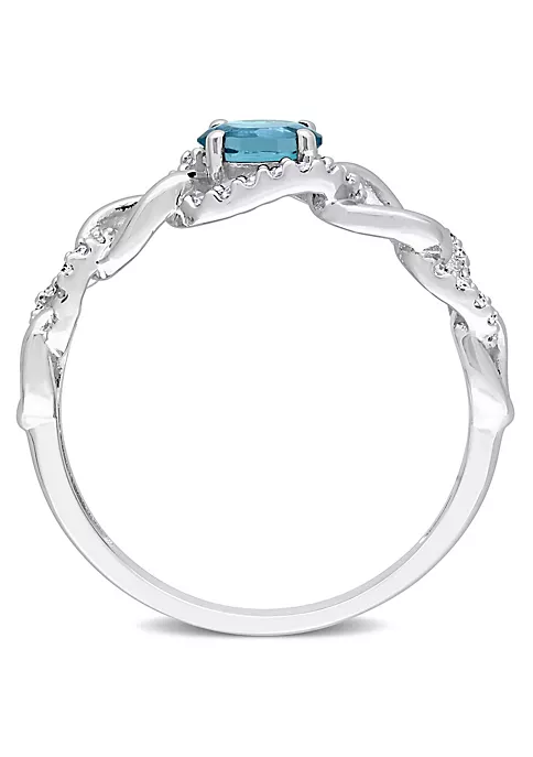 Discount ๐ 1/3 ct. t.g.w. London Blue Topaz and 1/8 ct. t.w. Diamond Link Ring in 10K White Gold by Belk & Co. ๐ 4 Discount ๐ 1/3 ct. t.g.w. London Blue Topaz and 1/8 ct. t.w. Diamond Link Ring in 10K White Gold by Belk & Co. ๐ - Image 4