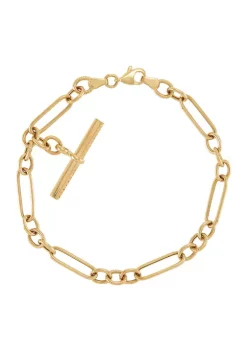 Brand new ⌛ Oval Link with Dangle Toggle Bar Bracelet in 10K Yellow Gold by Belk & Co. 🥰