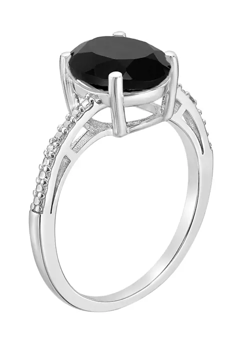 Cheapest ๐ 2.2 ct. t.w. Black Onyx and Diamond Accent Ring in Sterling Silver by Belk & Co. ๐งจ 2 Cheapest ๐ 2.2 ct. t.w. Black Onyx and Diamond Accent Ring in Sterling Silver by Belk & Co. ๐งจ - Image 2