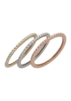 Deals 🔥 3 Beaded Stackable Band in 10K Tri Tone Gold by Belk & Co. 😉
