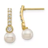 Best Pirce 😀 14K Yellow Gold 6mm White Semi-round Freshwater Cultured Pearl Cubic Zirconia Post Drop Earrings by Belk & Co. ✨