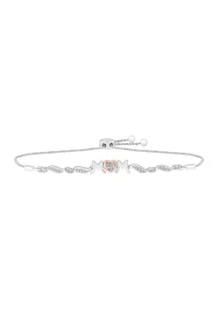 New ✔️ 1/8 ct. t.w. Diamond Mom Bolo Bracelet in Sterling Silver & 10K Rose Gold by Belk & Co. 🌟