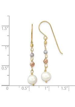 Best Pirce 🎁 14K Tri-color Diamond-cut Freshwater Cultured Pearls Dangle Earrings by Belk & Co. 🤩 -DealsBelk & Co. Store Belk 29060