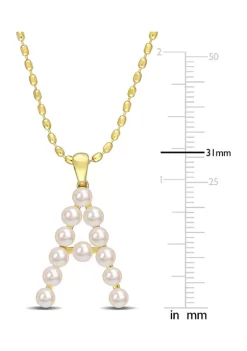 Coupon 🤩 3.5-4mm Freshwater Cultured Pearl "A" Initial Pendant with Chain in Yellow Plated Sterling Silver by Belk & Co. 🎉 -DealsBelk & Co. Store Belk 29075