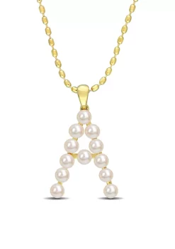 Coupon 🤩 3.5-4mm Freshwater Cultured Pearl "A" Initial Pendant with Chain in Yellow Plated Sterling Silver by Belk & Co. 🎉 -DealsBelk & Co. Store Belk 29077