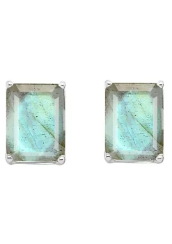 Flash Sale 🎁 Sterling Silver 8x6mm Emerald Cut Labradorite Stud Earrings by Belk & Co. 🔥 -DealsBelk & Co. Store Belk 29087