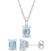 Cheap 😀 2-Piece Set of 3.7 ct. t.g.w. Sky Blue Topaz Solitaire Earrings and Pendant with Chain in Sterling Silver by Belk & Co. 🤩