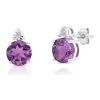 Top 10 ✨ 7 Millimeter Round Amethyst and Diamond Accent Stud Earrings in Sterling Silver by Belk & Co. 👍