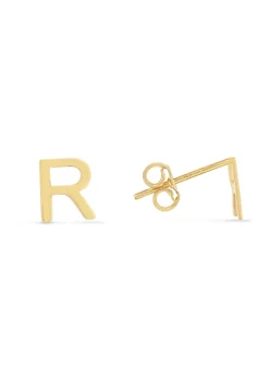 Budget ✨ 14KY Yellow Gold Initial-R Post Earring by Belk & Co. 🛒