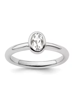 Promo ⭐ 1/2 ct. t.w. Oval White Topaz Stackable Expressions Ring in Sterling Silver by Belk & Co. 😉 -DealsBelk & Co. Store Belk 29119
