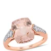 Promo ⭐ 4.47 ct. t.w. Morganite, 1/3 ct. t.w. White Sapphire and 1/4 ct. t.w. Diamond Halo Ring in 14k Rose Gold by Belk & Co. 🛒