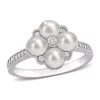 Flash Sale 🔥 4-4.5MM Cultured Freshwater Pearl and 1/6 CT TW Diamond Cluster Ring in 14k White Gold by Belk & Co. 🌟