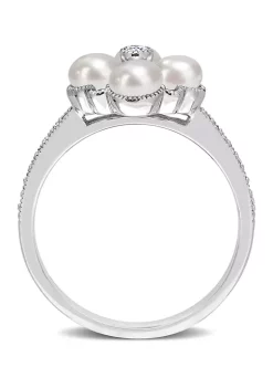 Flash Sale 🔥 4-4.5MM Cultured Freshwater Pearl and 1/6 CT TW Diamond Cluster Ring in 14k White Gold by Belk & Co. 🌟 -DealsBelk & Co. Store Belk 29144