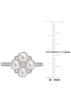 Flash Sale 🔥 4-4.5MM Cultured Freshwater Pearl and 1/6 CT TW Diamond Cluster Ring in 14k White Gold by Belk & Co. 🌟 -DealsBelk & Co. Store Belk 29145