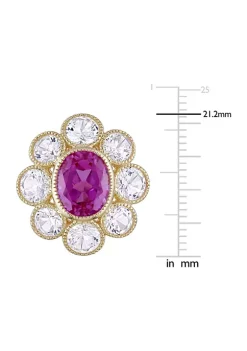 New ✔️ 8.6 ct. t.w. Created Pink and White Sapphire Floral Ring in 10K Yellow Gold by Belk & Co. 🎁 -DealsBelk & Co. Store Belk 29151