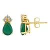 Wholesale 🔥 14K Gold 7x5 Pear Shape Emerald 1/8 Cttw Diamond Earrings by Belk & Co. ✨