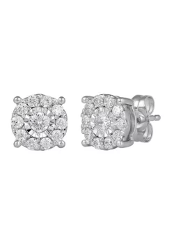Deals 🎉 1/2 ct. t.w. Diamond Halo Stud Earrings in 14K White Gold by Belk & Co. 😀 -DealsBelk & Co. Store Belk 2916