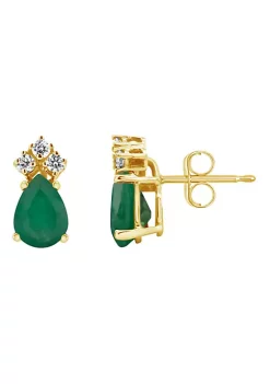 Wholesale 🔥 14K Gold 7x5 Pear Shape Emerald 1/8 Cttw Diamond Earrings by Belk & Co. ✨ -DealsBelk & Co. Store Belk 29161
