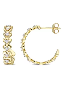 Buy 😍 1/5 ct. t.w. Diamond Semi-Hoop Heart Earrings in 10K Yellow Gold by Belk & Co. 🎉