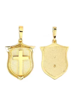 Flash Sale 😀 Men's Shield with Center Cross Pendant in 10K Yellow Gold by Belk & Co. 😍 -DealsBelk & Co. Store Belk 29169