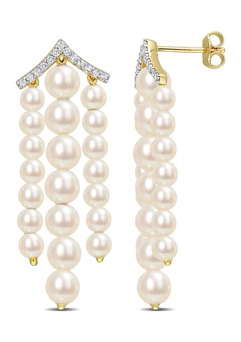 Coupon 🛒 Freshwater Cultured Pearl and 1/4 CT TGW White Topaz Chandelier Earrings in Yellow Gold Plated Sterling Silver by Belk & Co. ✔️ 1 Coupon 🛒 Freshwater Cultured Pearl and 1/4 CT TGW White Topaz Chandelier Earrings in Yellow Gold Plated Sterling Silver by Belk & Co. ✔️