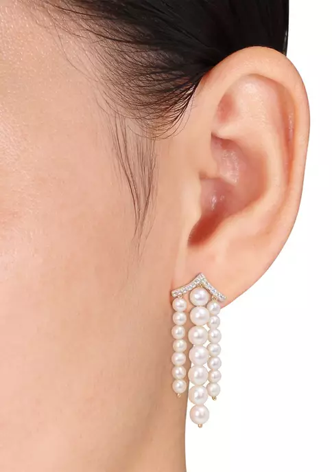 Coupon 🛒 Freshwater Cultured Pearl and 1/4 CT TGW White Topaz Chandelier Earrings in Yellow Gold Plated Sterling Silver by Belk & Co. ✔️ 2 Coupon 🛒 Freshwater Cultured Pearl and 1/4 CT TGW White Topaz Chandelier Earrings in Yellow Gold Plated Sterling Silver by Belk & Co. ✔️ - Image 2