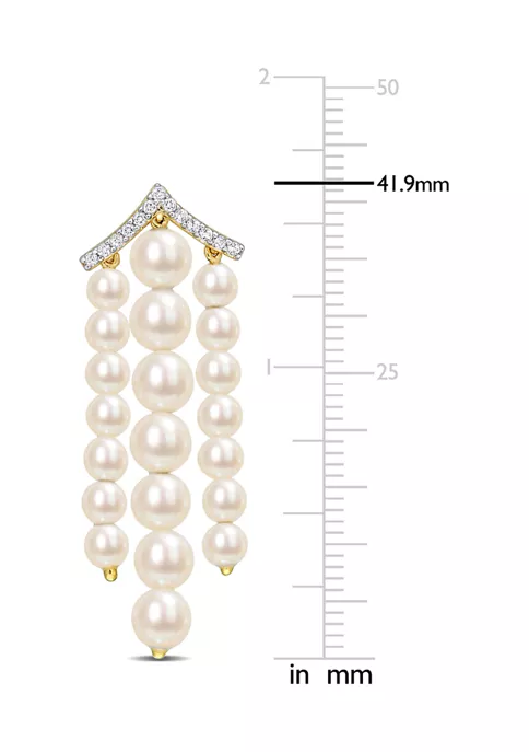 Coupon 🛒 Freshwater Cultured Pearl and 1/4 CT TGW White Topaz Chandelier Earrings in Yellow Gold Plated Sterling Silver by Belk & Co. ✔️ 3 Coupon 🛒 Freshwater Cultured Pearl and 1/4 CT TGW White Topaz Chandelier Earrings in Yellow Gold Plated Sterling Silver by Belk & Co. ✔️ - Image 3