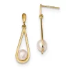 Wholesale 🧨 14K Yellow Gold 5-6mm White Rice Freshwater Cultured Pearl Dangle Post Earrings by Belk & Co. 🧨