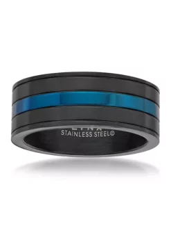 Cheapest 😍 Stainless Steel Ring with Black and Blue Ion Plating by Belk & Co. 💯
