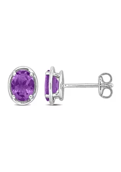 Top 10 😍 1.40 ct. t.g.w. Amethyst Bezel Style Oval Stud Earrings in Sterling Silver by Belk & Co. 😀 -DealsBelk & Co. Store Belk 29221