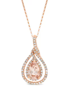 New 👍 7/8 ct. t.w. Morganite and 1/4 ct. t.w. Diamond Pendant Necklace by Belk & Co. 🥰