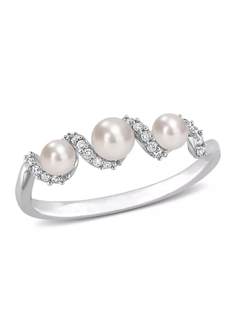 New 😍 3-4MM Cultured Freshwater Pearl and 1/10 CT TW Diamond Swirl Ring in 14k White Gold by Belk & Co. 🎁 6 New 😍 3-4MM Cultured Freshwater Pearl and 1/10 CT TW Diamond Swirl Ring in 14k White Gold by Belk & Co. 🎁 - Image 6