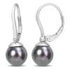 Best deal 😉 8-8.5MM Black Tahitian Cultured Pearl and 1/10 ct. t.w. Diamond Earrings 14K in White Gold by Belk & Co. 🔔