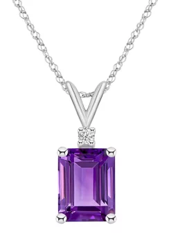 Deals 👍 14K Gold 9x7 Emerald Cut Amethyst Diamond Accent Pendant by Belk & Co. 🧨 -DealsBelk & Co. Store Belk 29267