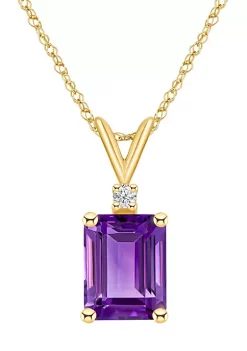 Deals 👍 14K Gold 9x7 Emerald Cut Amethyst Diamond Accent Pendant by Belk & Co. 🧨 -DealsBelk & Co. Store Belk 29268