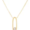 Brand new 🛒 Lab Created 4 mm Round Created White Sapphire Oval Drop Necklace in 10K Yellow Gold by Belk & Co. 🔔