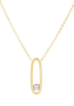 Brand new 🛒 Lab Created 4 mm Round Created White Sapphire Oval Drop Necklace in 10K Yellow Gold by Belk & Co. 🔔 -DealsBelk & Co. Store Belk 29274