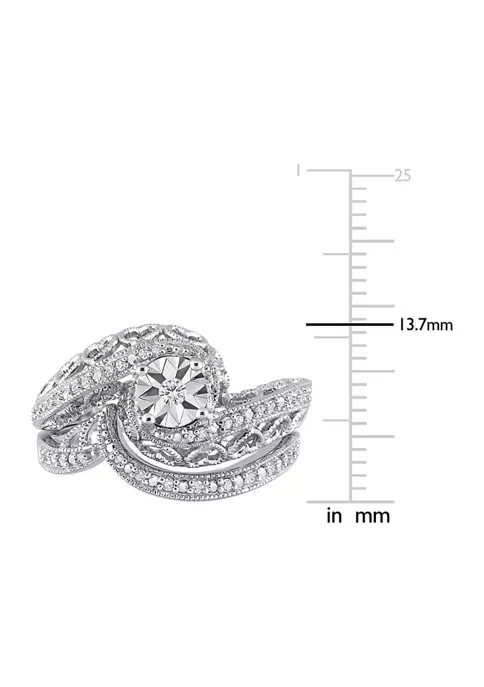 Buy ❤️ 1/5 CT TW Diamond Vintage Bridal Set in Sterling Silver by Belk & Co. 🧨 4 Buy ❤️ 1/5 CT TW Diamond Vintage Bridal Set in Sterling Silver by Belk & Co. 🧨 - Image 4
