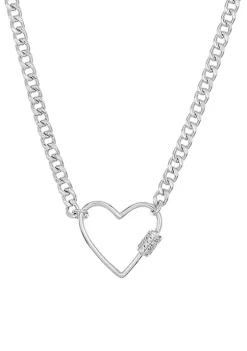 Best deal 😉 White Topaz Heart Clip On Curb Chain in Sterling Silver by Belk & Co. 🔥
