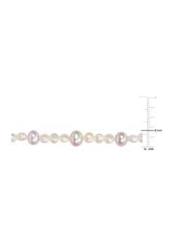 Best Pirce ✔️ 7.5-8MM Purple Freshwater Cultured Pearl and 5-5.5MM White Freshwater Cultured Pearl Necklace in Sterling Silver, 18 in by Belk & Co. 🌟 -DealsBelk & Co. Store Belk 29296