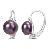 Discount 🌟 8-8.5mm Black Freshwater Cultured Pearl and Diamond Accent Leverback Earrings in Sterling Silver by Belk & Co. 😉