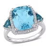Wholesale 🧨 6.85 ct. t.g.w. Sky Blue Topaz, London Blue Topaz and 1/3 ct. t.w. Diamond Cocktail Ring in 14K White Gold by Belk & Co. 🥰