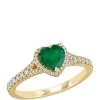 Wholesale 💯 5/8 ct. t.w. Emerald and 1/4 ct. t.w. Diamond Halo Heart Ring in 14k Yellow Gold by Belk & Co. ❤️