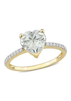 Budget 😀 Heart Green Quartz and 1/7 CT TW Diamond Ring in 14k Yellow Gold by Belk & Co. ❤️ -DealsBelk & Co. Store Belk 29350