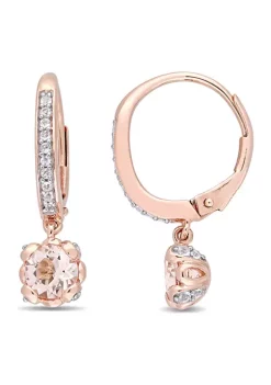 New ⌛ Morganite and White Topaz Floral Drop Earrings in 10k Rose Gold by Belk & Co. 👏