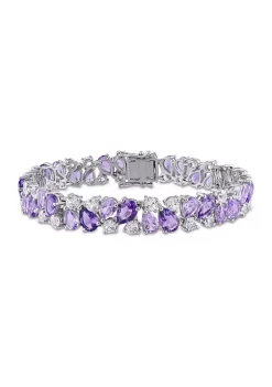 Cheap 👏 Lab Created 27.18 ct. t.g.w. Rose de France Amethyst and Created White Sapphire Vintage Bracelet in Sterling Silver by Belk & Co. 😀
